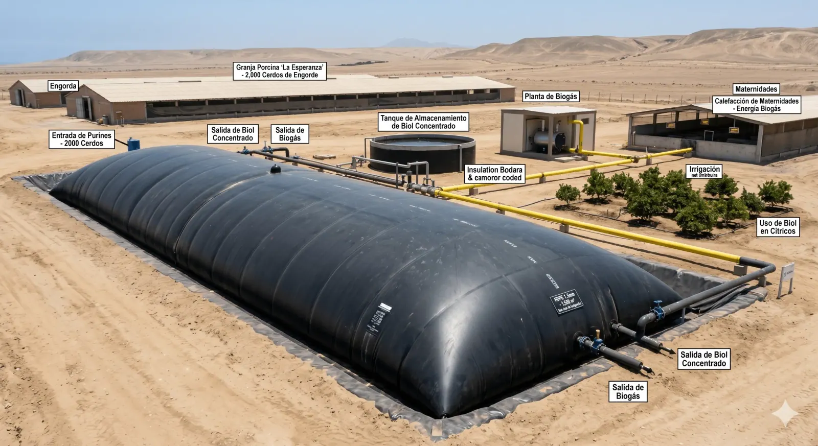 Biodigestor de geomembrana para granja